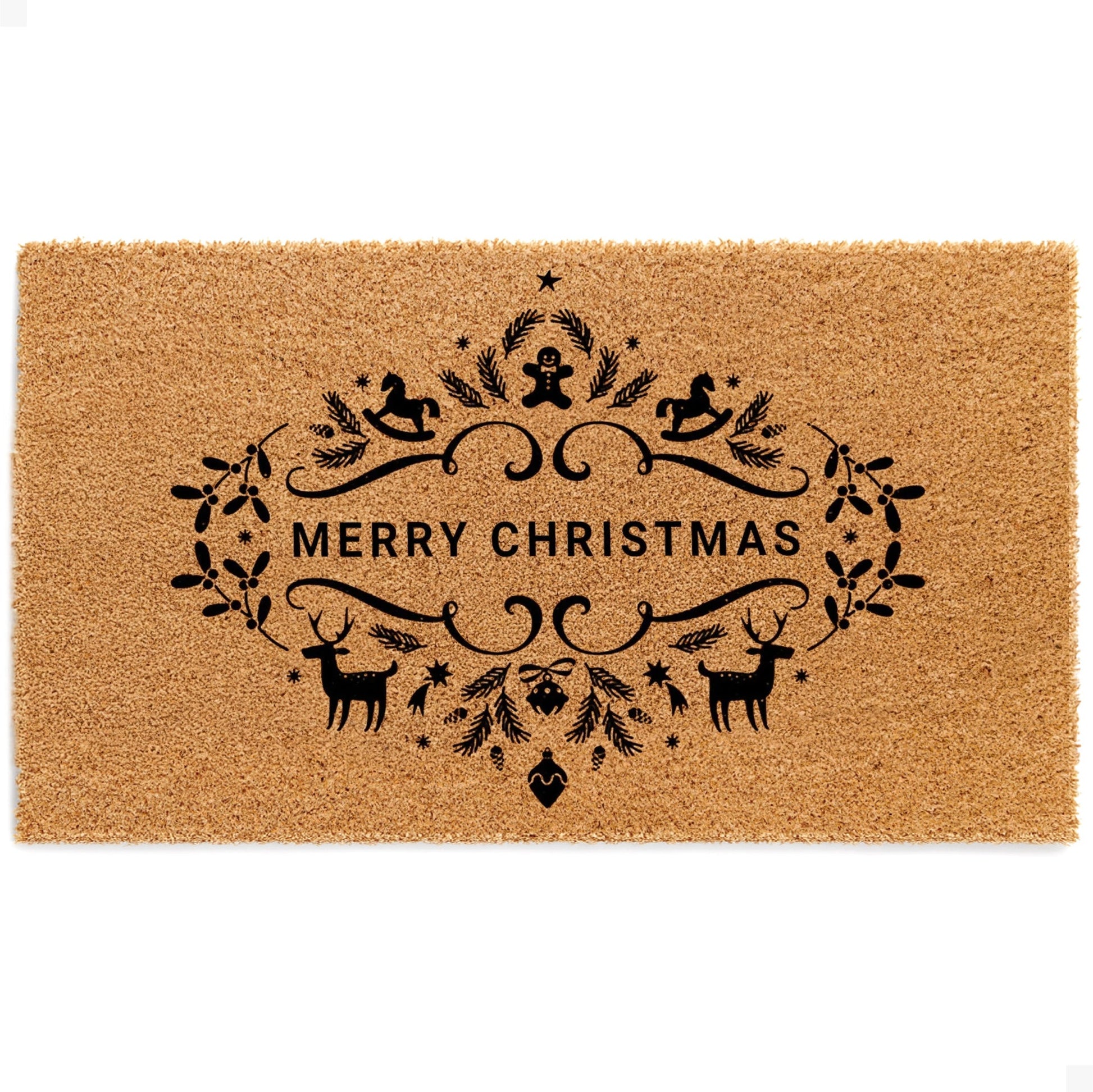 Merry Christmas Natural Coir Doormat