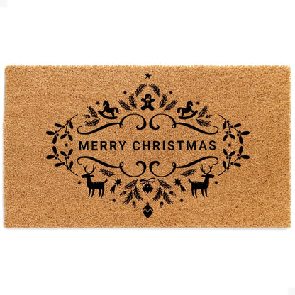 Merry Christmas Natural Coir Doormat
