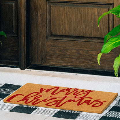 Tangled in Red Natural Coir Doormat