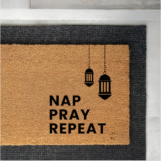 Nap, Pray, Repeat Natural Coir Doormat - 17x30