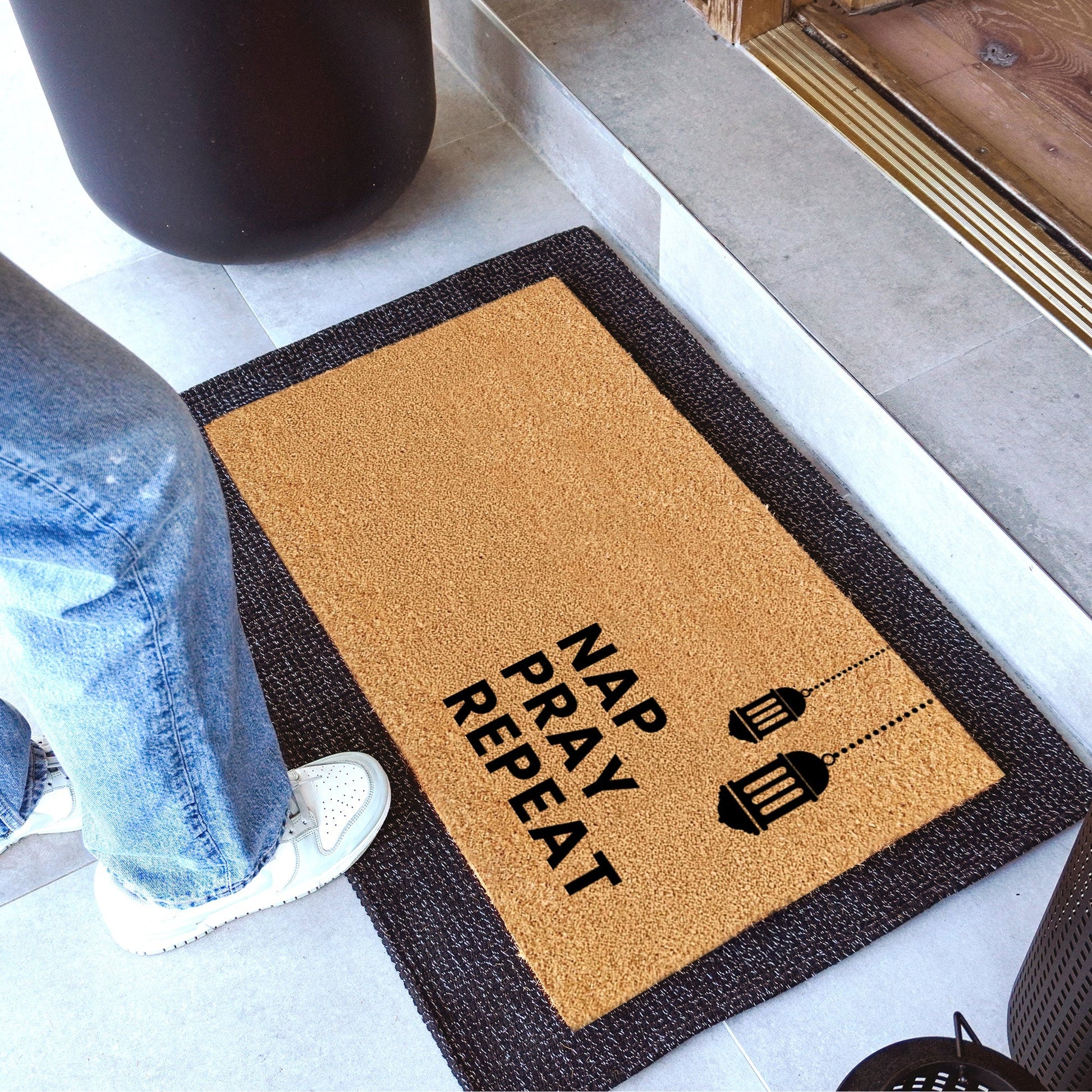 Nap, Pray, Repeat Natural Coir Doormat - 17x30