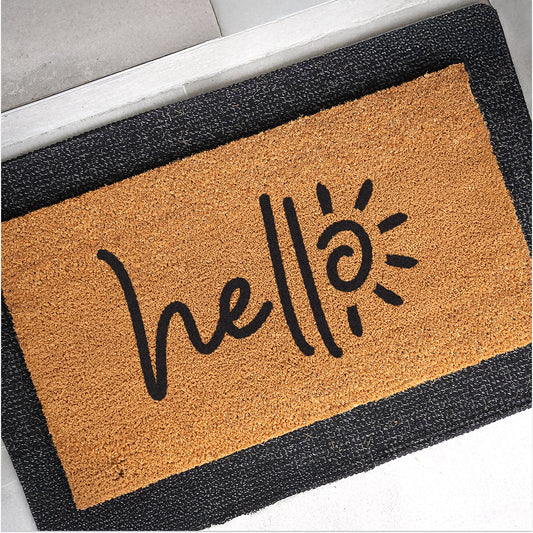Sunny Hello Natural Coir Doormat - 17x30
