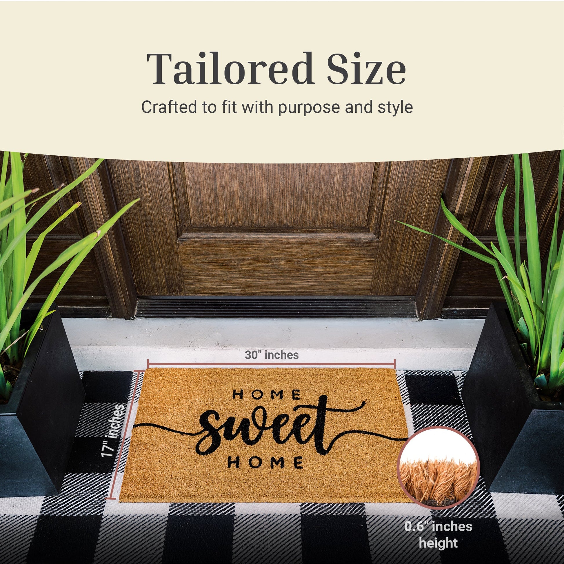 Sweet Home Natural Coir Doormat - 17x30