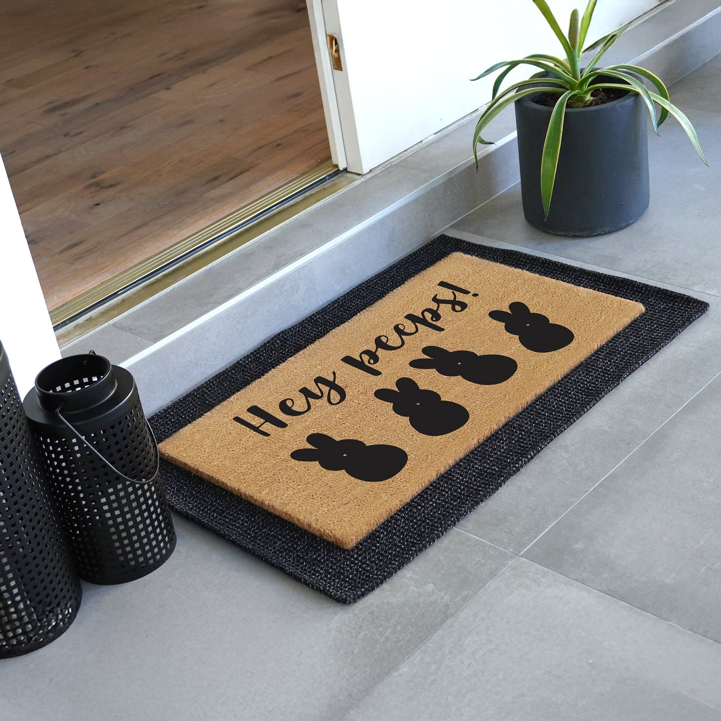 Hey Peeps Natural Coir Doormat - 17x30