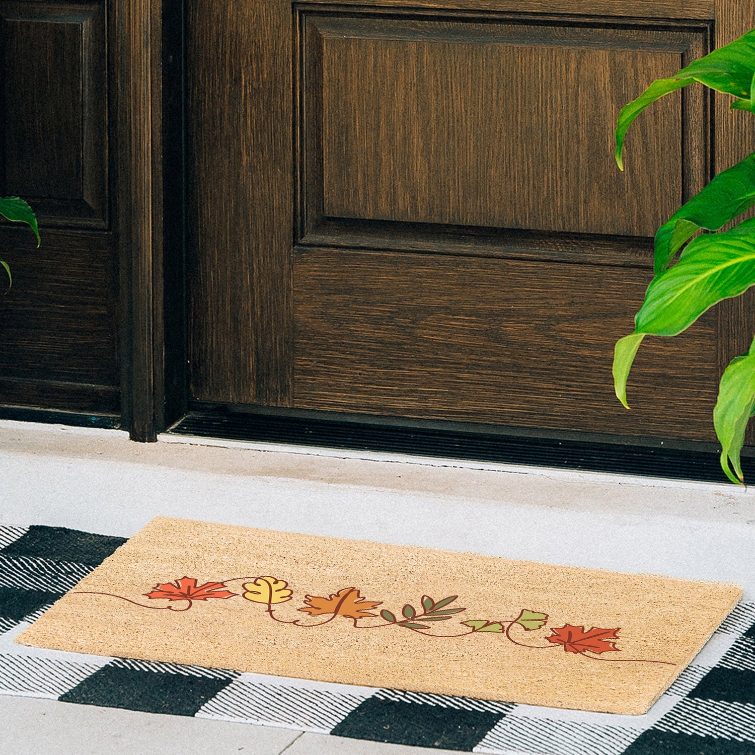 Autumn Whispers Natural Coir Doormat