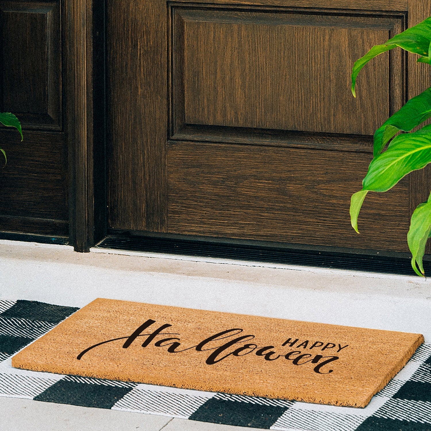 Happy Halloween Natural Coir Doormat