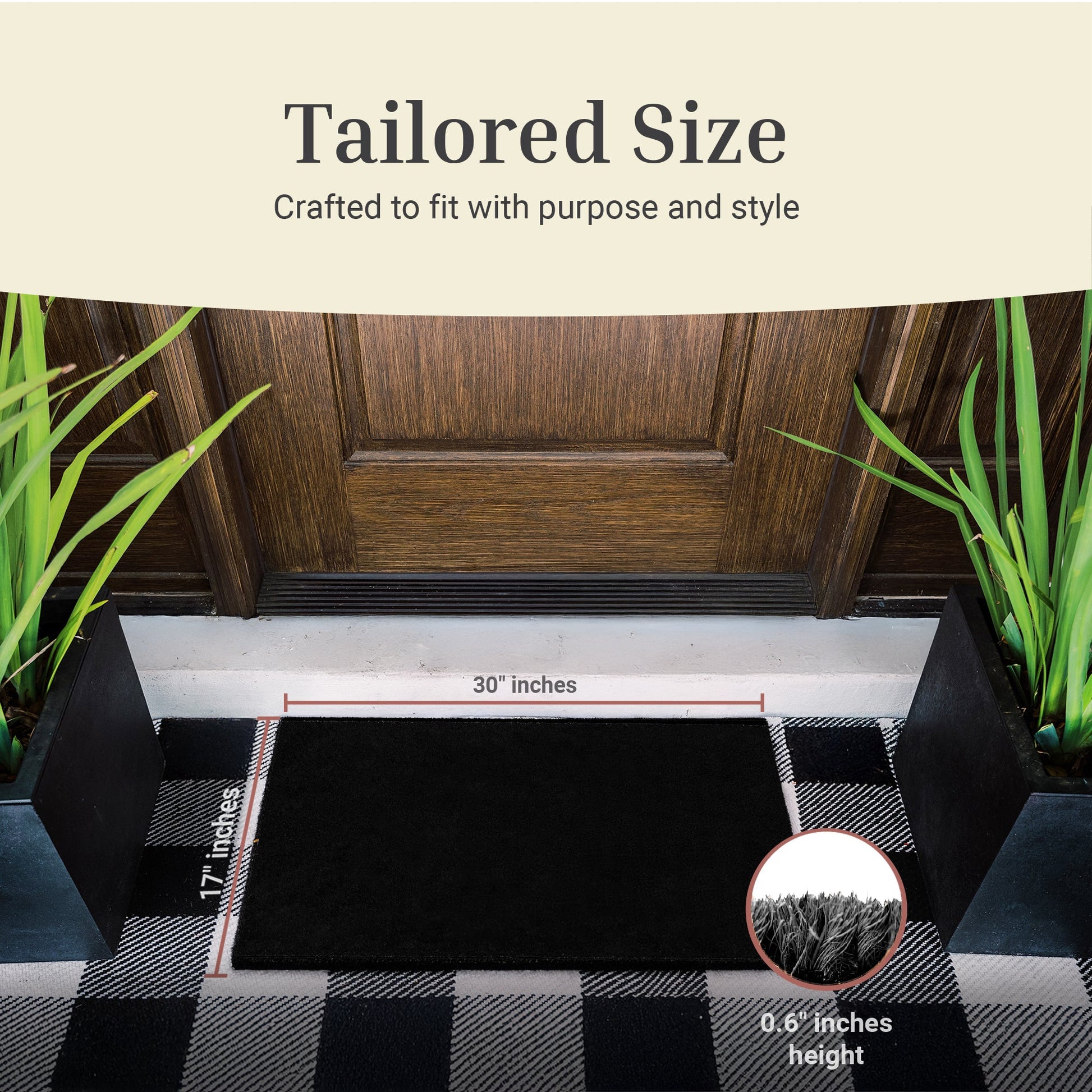 Black Natural Coir Doormat - 17x30