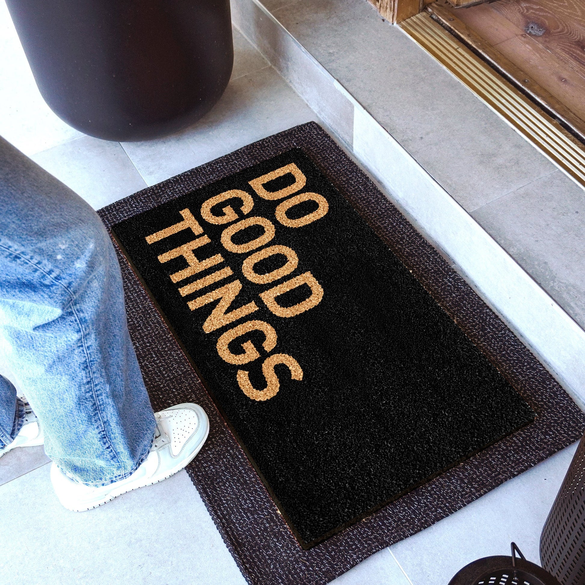 Do Good Things - Black Natural Coir Doormat - 17x30