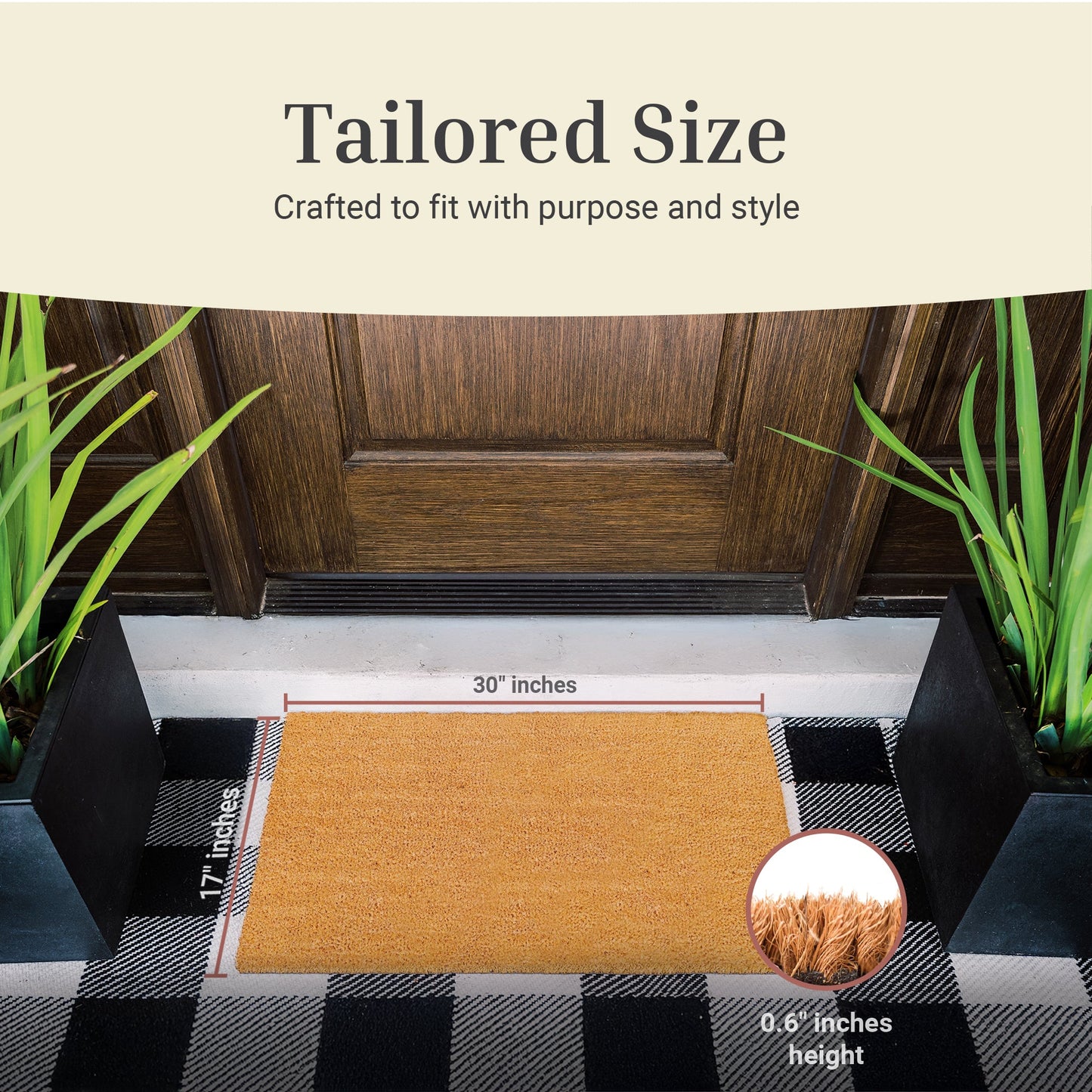 Natural Coir Doormat - 17x30