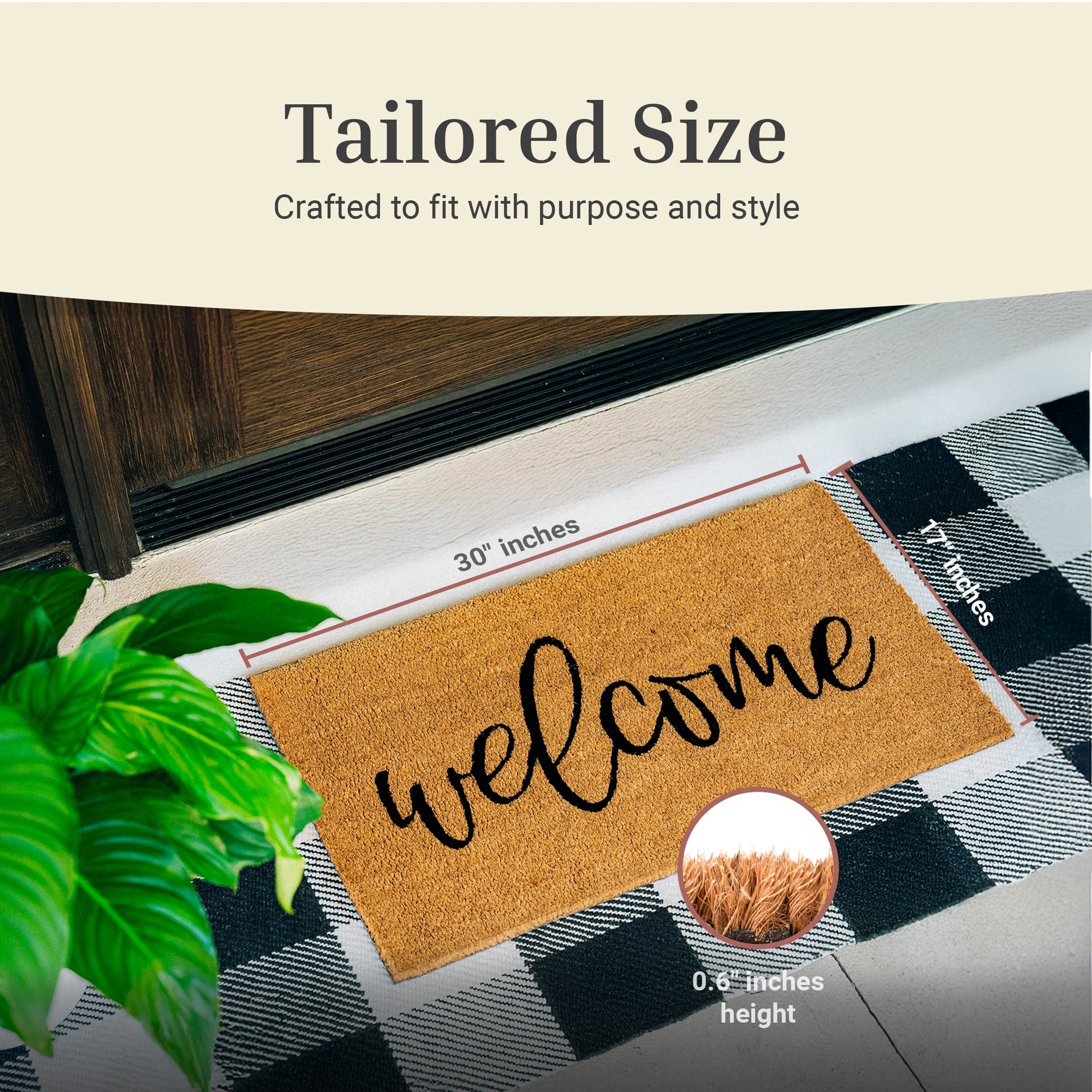 Welcome Natural Coir Doormat - 17x30
