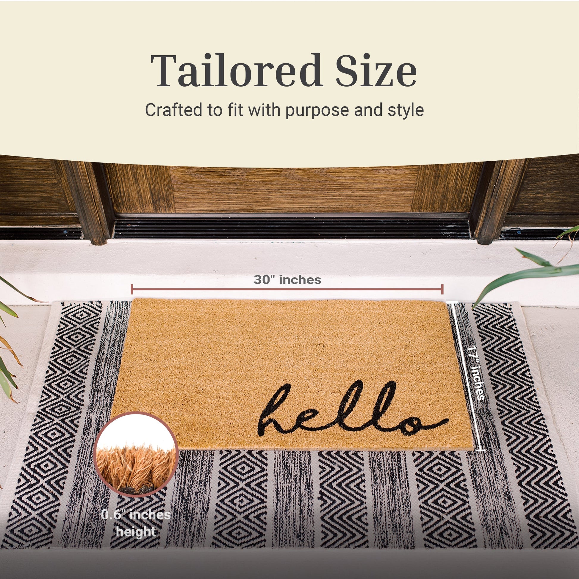 Meet and Greet Natural Coir Doormat - 17x30