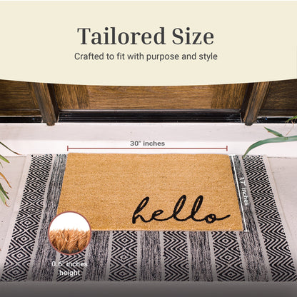 Meet and Greet Natural Coir Doormat - 17x30