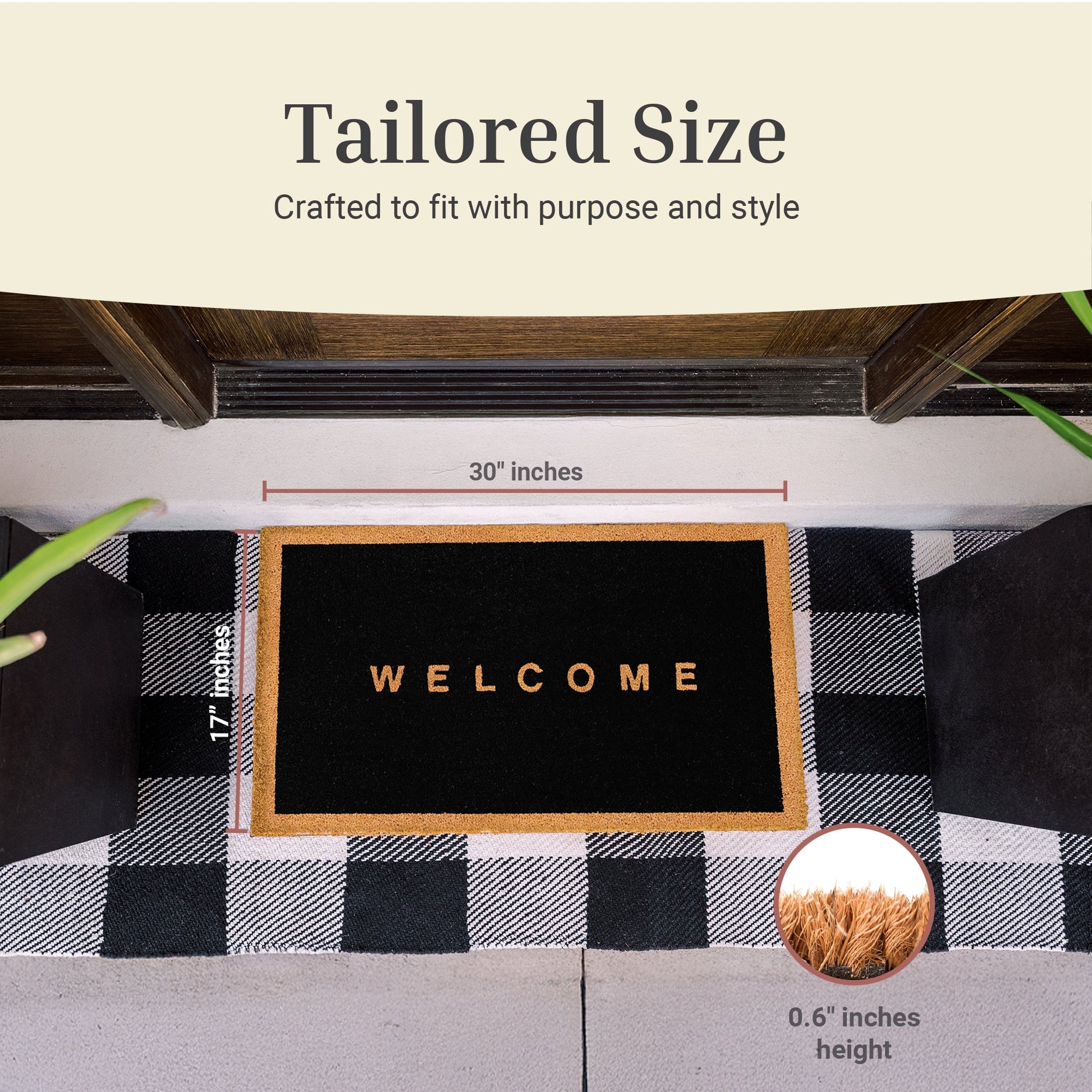 Welcome Canvas Natural Coir Doormat - 17x30
