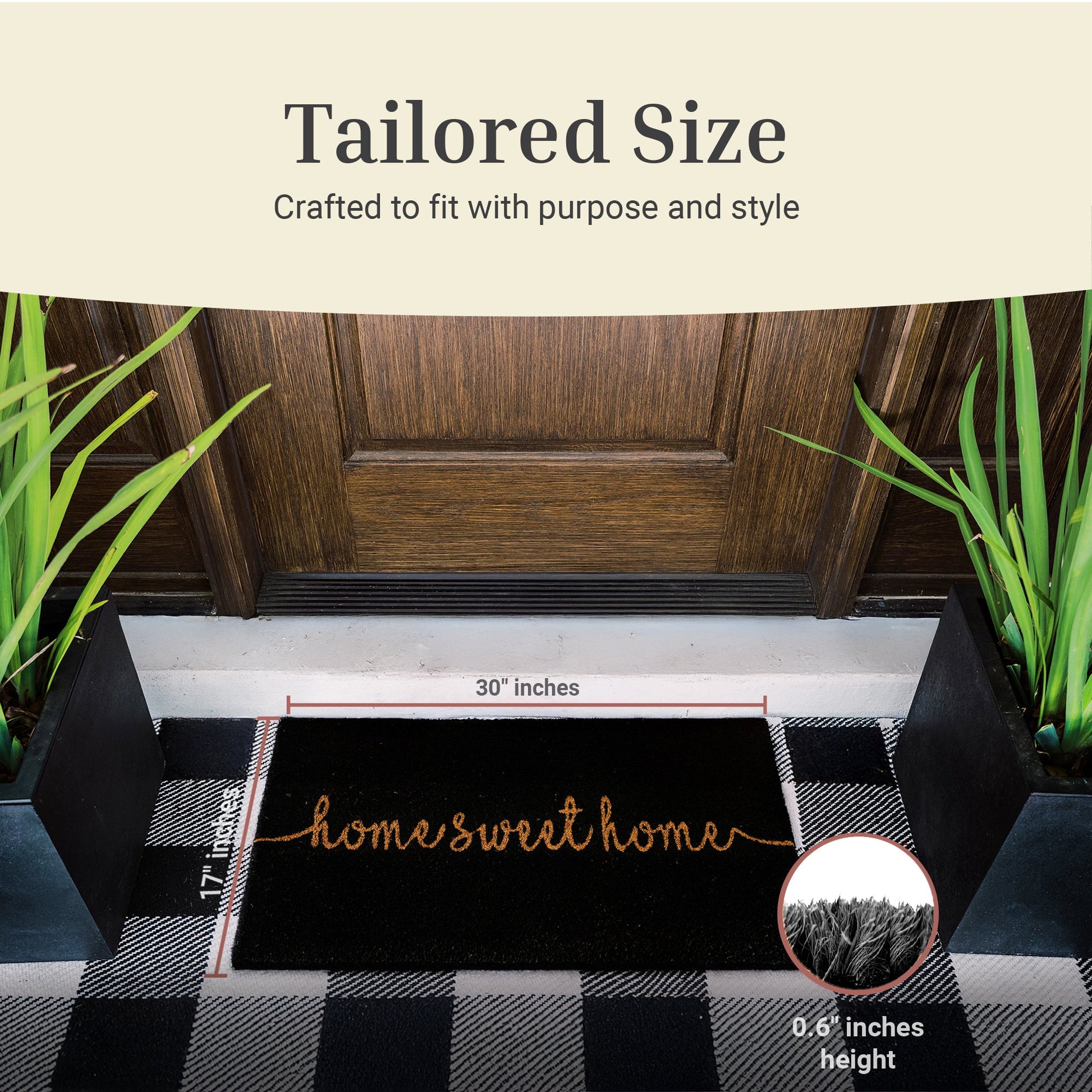 Rustic Greet Natural Coir Doormat - 17x30