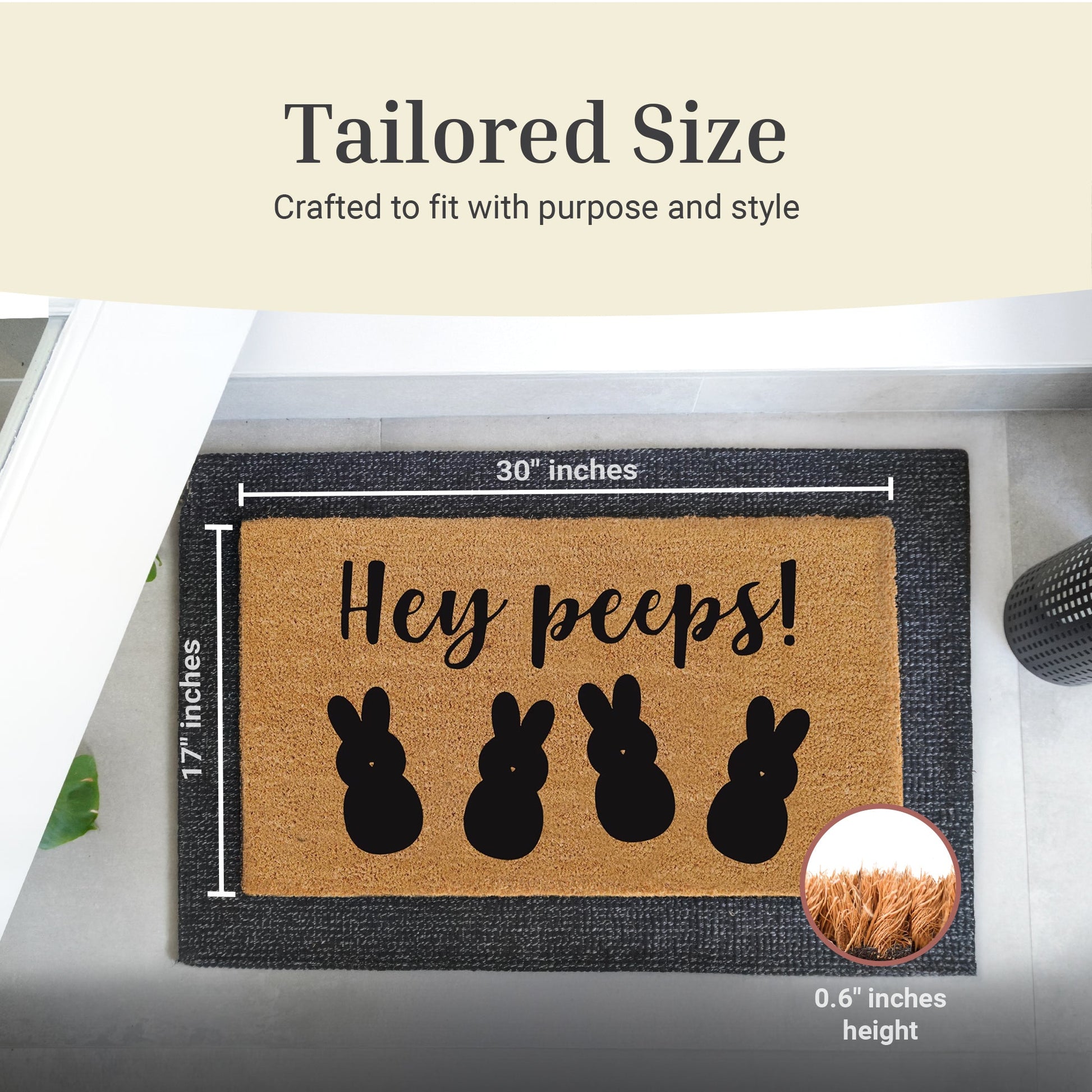 Hey Peeps Natural Coir Doormat - 17x30