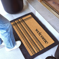 Stitched Welcome Natural Coir Doormat - 17x30