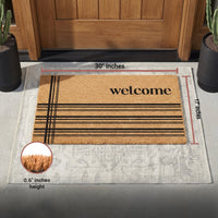 Stitched Welcome Natural Coir Doormat - 17x30