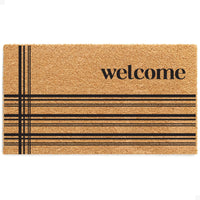 Stitched Welcome Natural Coir Doormat - 17x30
