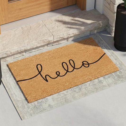 Hello, Friend Natural Coir Doormat - 17x30
