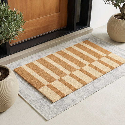 Modern Pillars Natural Coir Doormat - 17x30