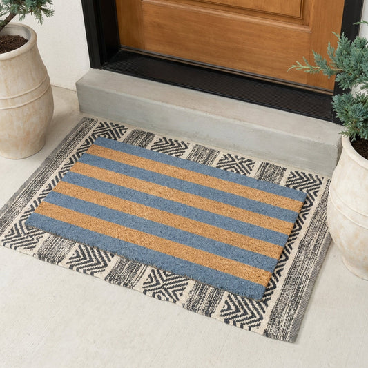 Coastal Lines Natural Coir Doormat - 17x30