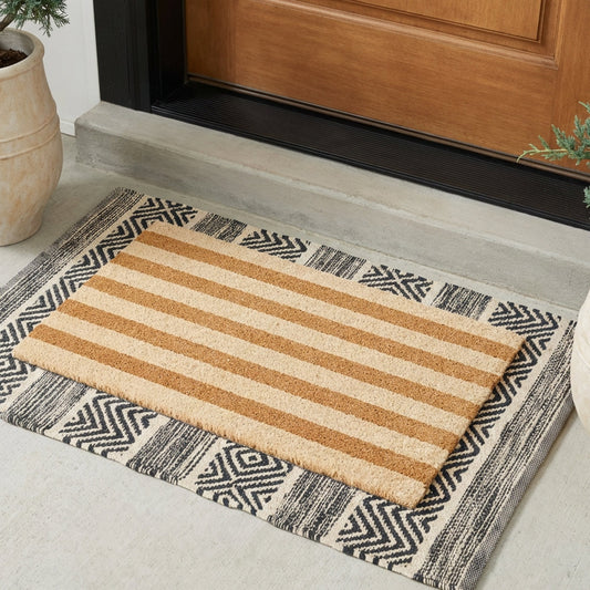 Honey Lines Natural Coir Doormat - 17x30