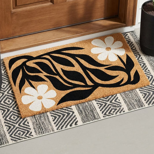 Botanical Wave Natural Coir Doormat - 17x30