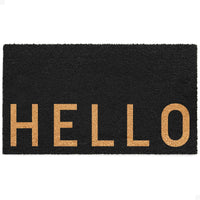 Simply Hello - Black Natural Coir Doormat - 17x30