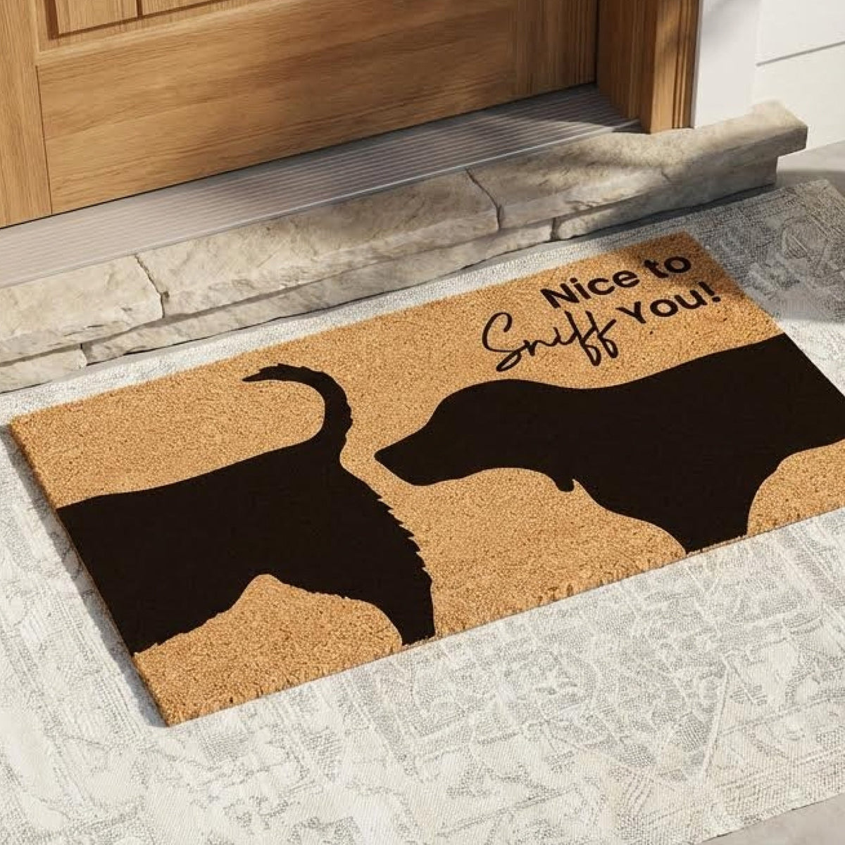 Sniff & Greet Natural Coir Doormat - 17x30