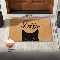 Peekaboo Cat Natural Coir Doormat - 17x30