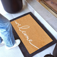 Warm Greeting - White Natural Coir Doormat - 17x30