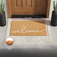 Warm Greeting - White Natural Coir Doormat - 17x30