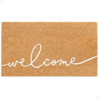 Warm Greeting - White Natural Coir Doormat - 17x30