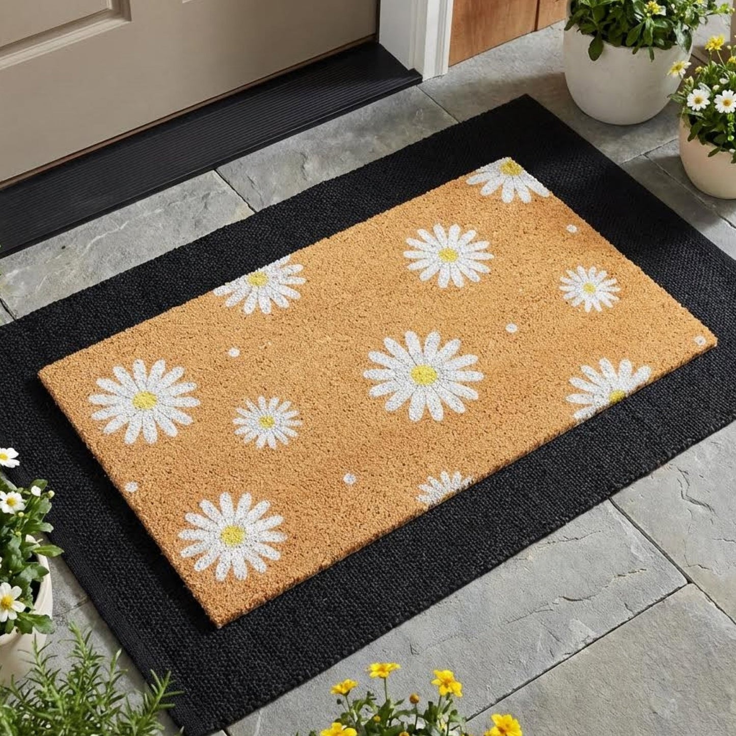 Daisy Day Natural Coir Doormat - 17x30