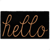 hello - Black Natural Coir Doormat - 17x30