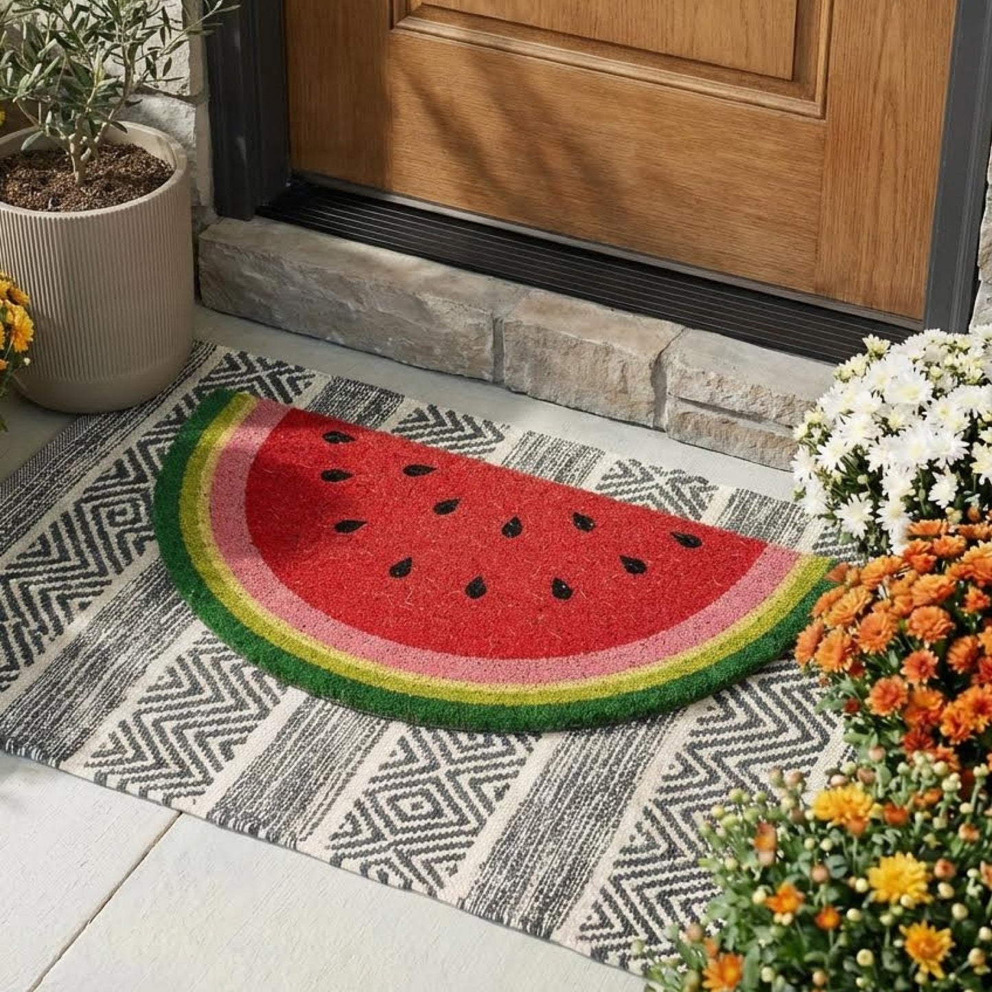 Melon Pop Natural Coir Doormat - 17x30