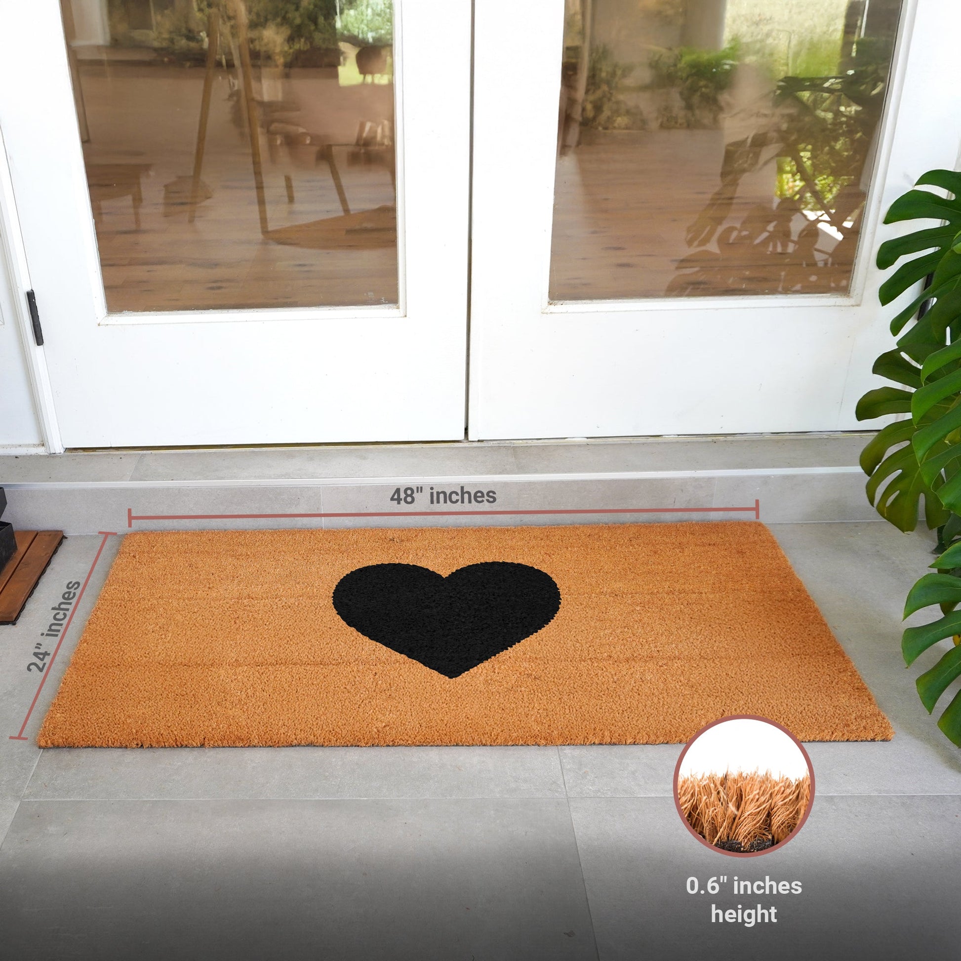Bold Heart Natural Coir Doormat - 24x48