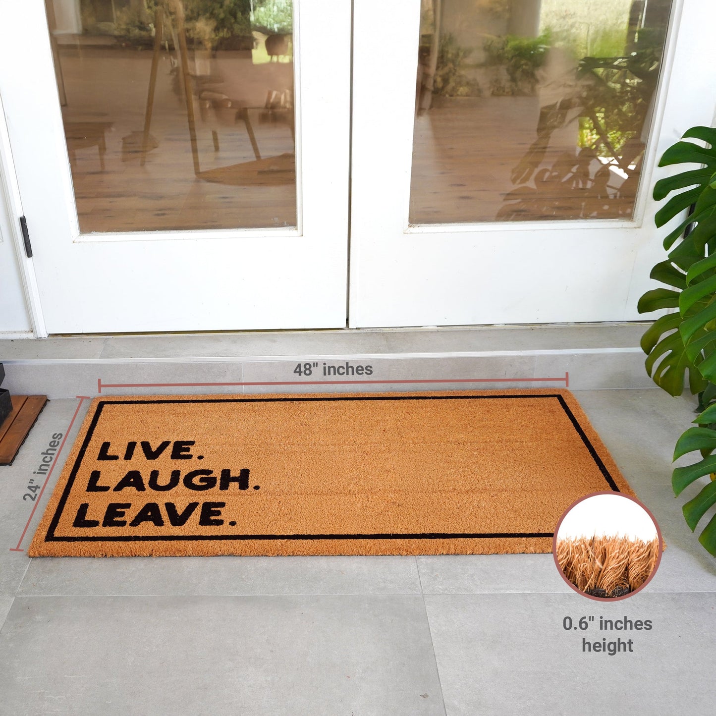 Live Laugh Leave Natural Coir Doormat - 24x48