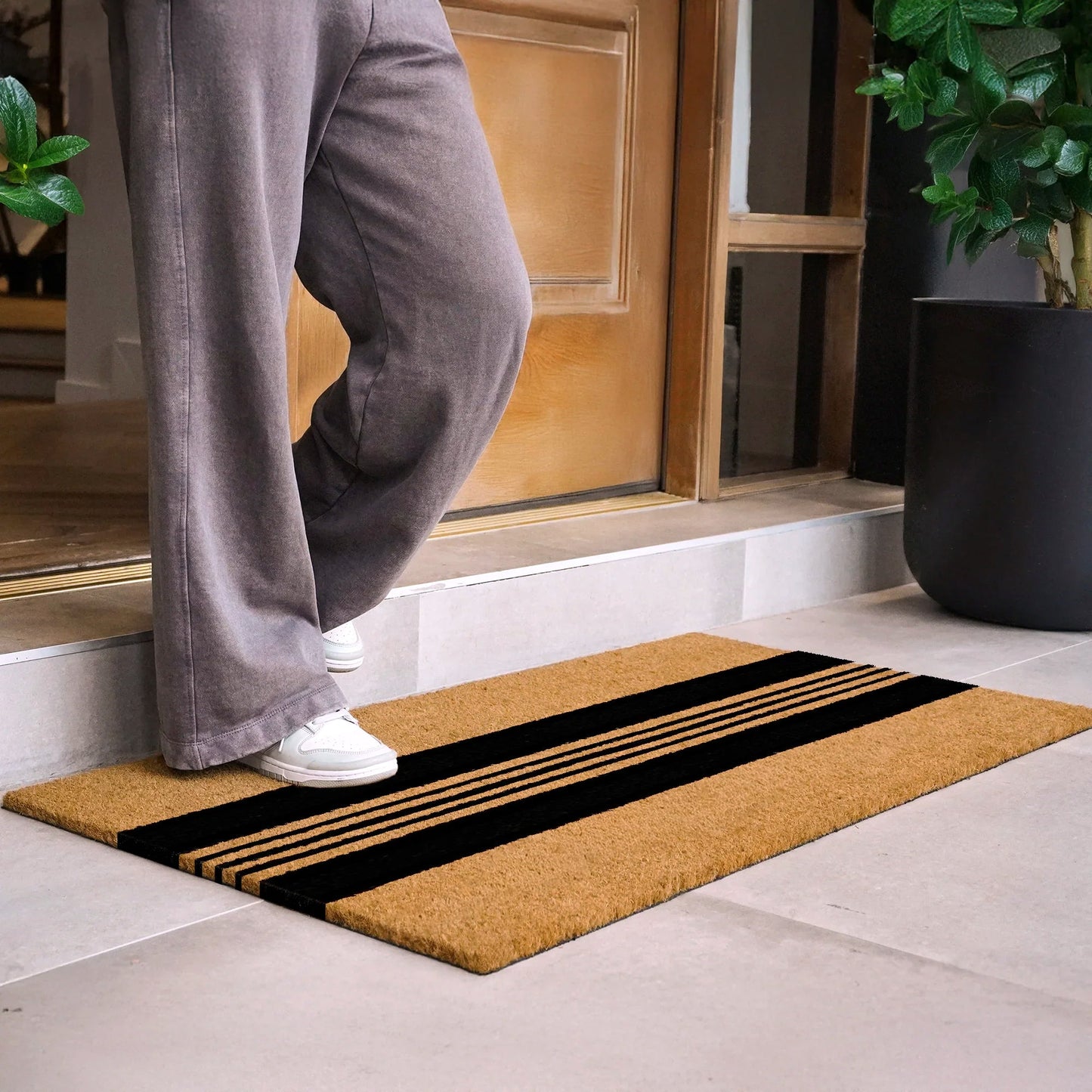 Parallel Charm Natural Coir Doormat - 24x48