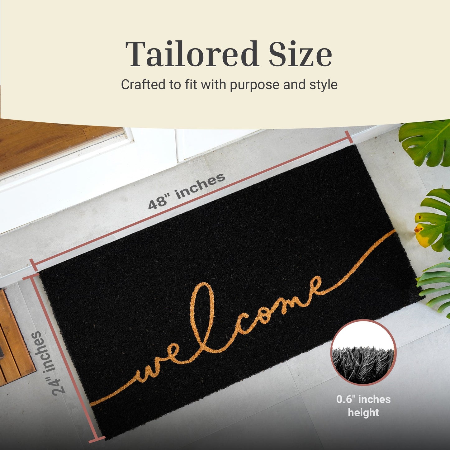 Nocturnal Greeting Natural Coir Doormat - 24x48