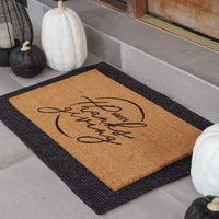 Happy Thanksgiving Natural Coir Doormat closeup | thoughtfully crafted to welcome you home.