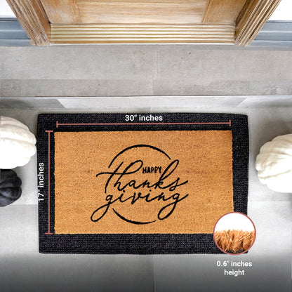 Happy Thanksgiving Natural Coir Doormat