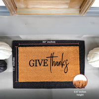 Give Thanks Natural Coir Doormat detail view | thoughtfully crafted to welcome you home.