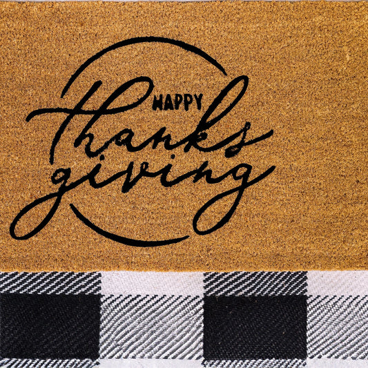 Happy Thanksgiving Natural Coir Doormat