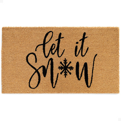 Let it Snow Natural Coir Doormat