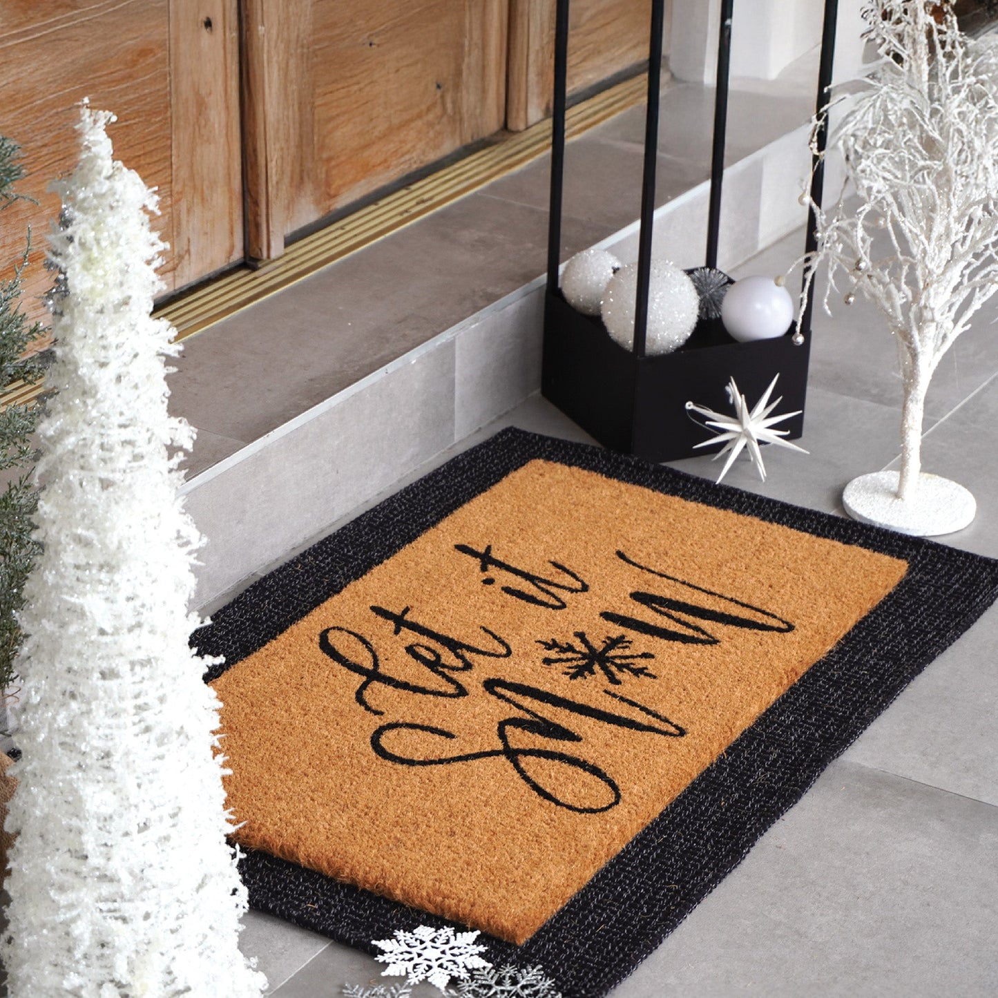 Let it Snow Natural Coir Doormat