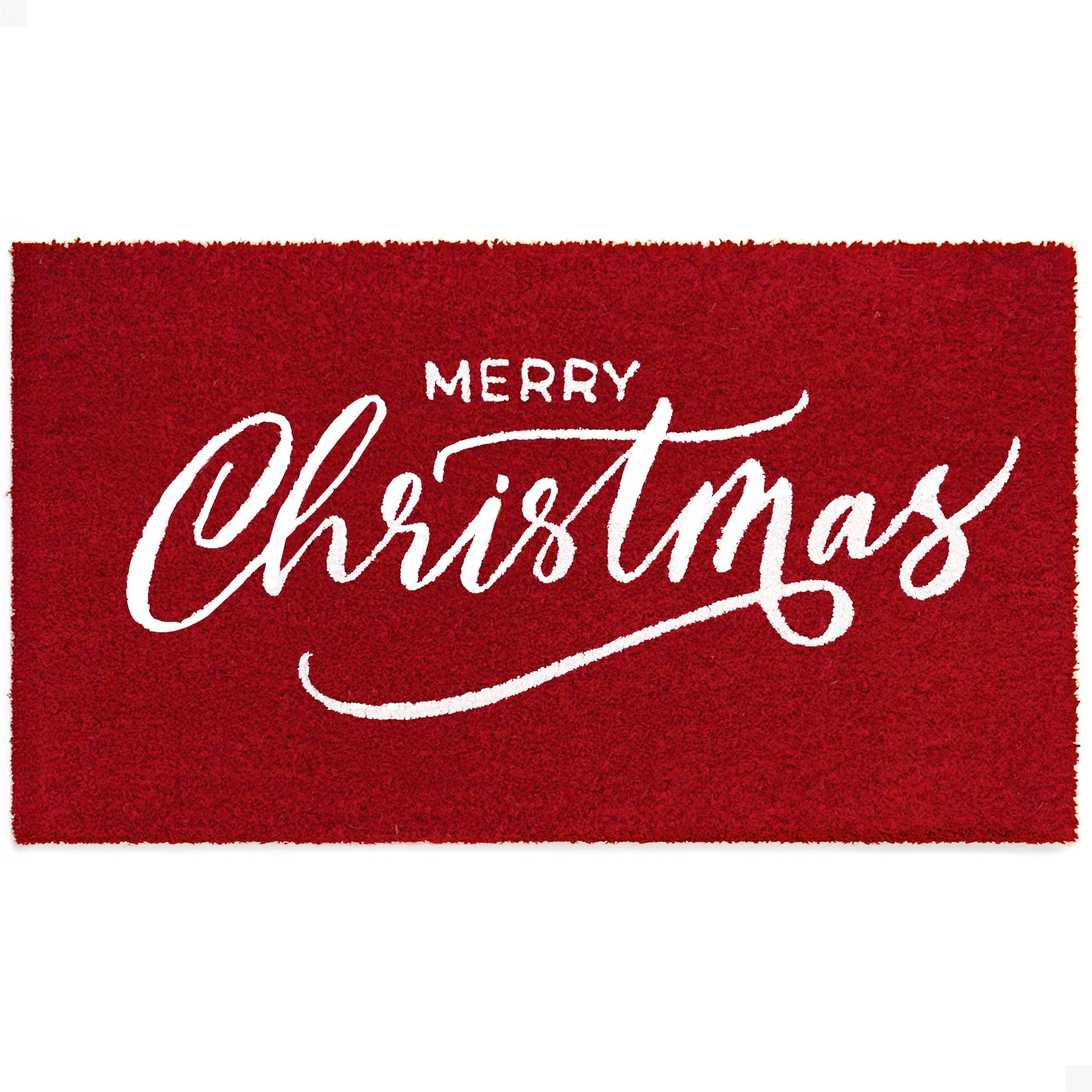 Red Christmas Natural Coir Doormat
