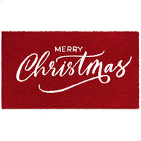 Red Christmas Natural Coir Doormat