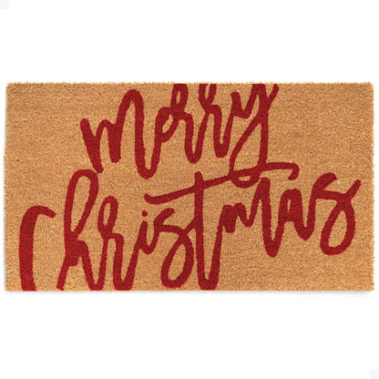 Tangled in Red Natural Coir Doormat