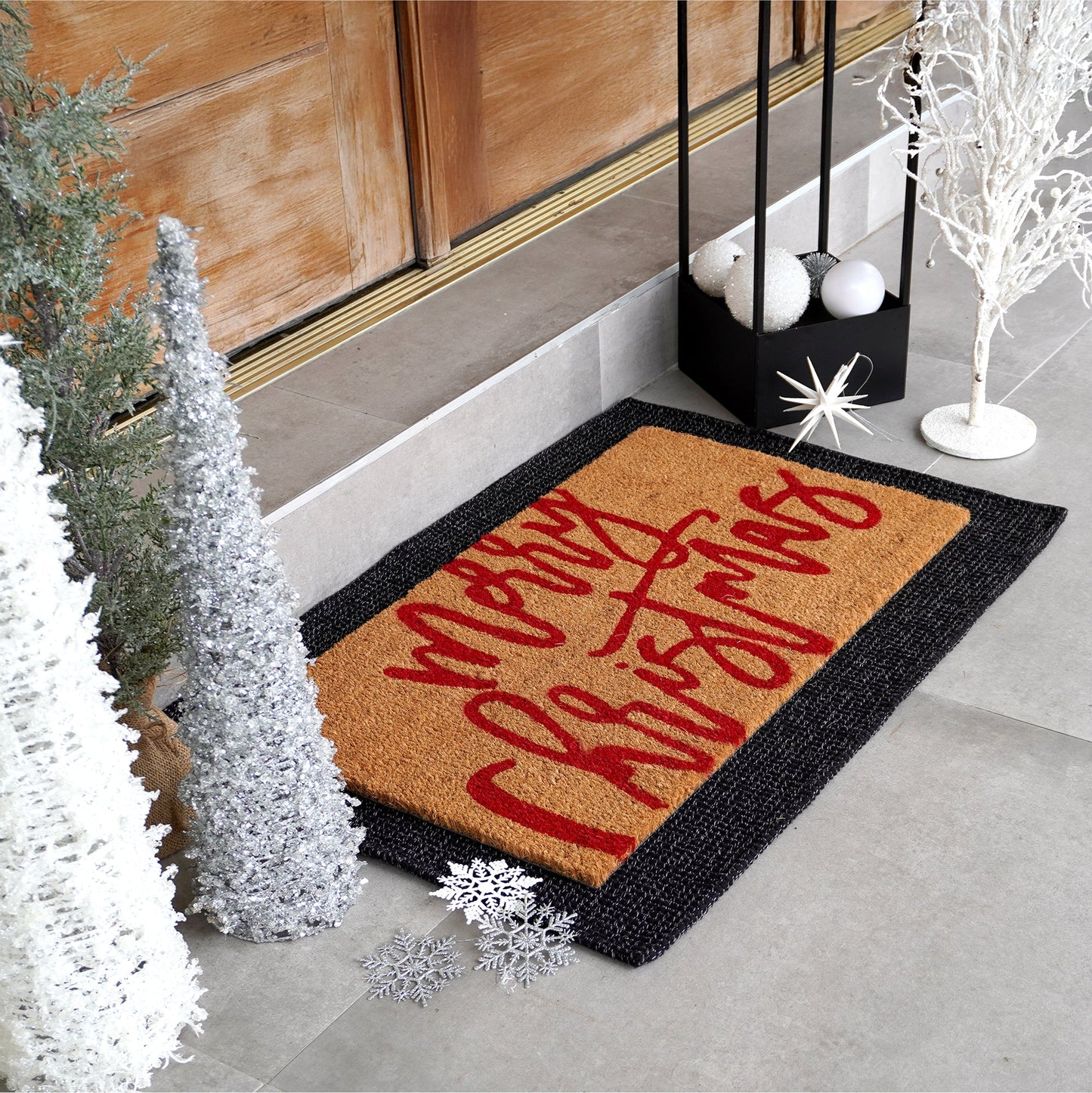 Tangled in Red Natural Coir Doormat
